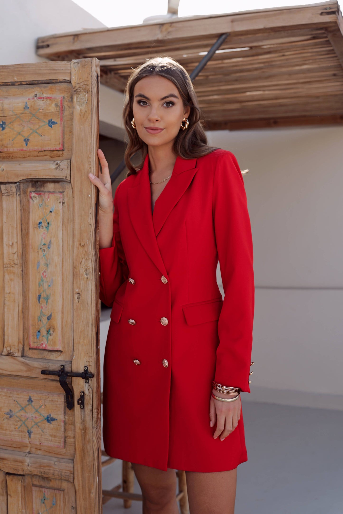 Seréna – Wickelblazer mit goldener Knopfleiste
