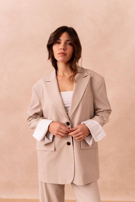 Allure - Oversize-Jacke mit Streifen & weissen Ärmelaufschlägen