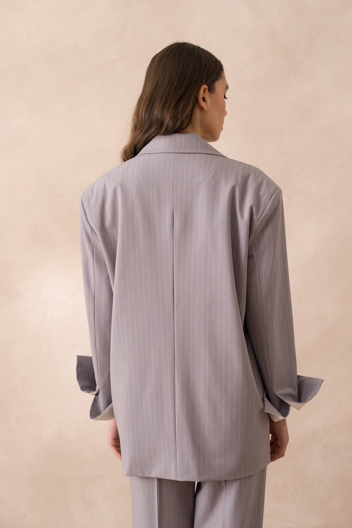 Allure - Oversize-Jacke mit Streifen & weissen Ärmelaufschlägen