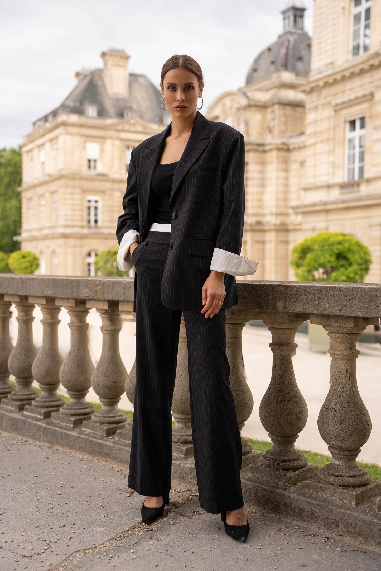 Allure - Oversize-Jacke mit Streifen & weissen Ärmelaufschlägen