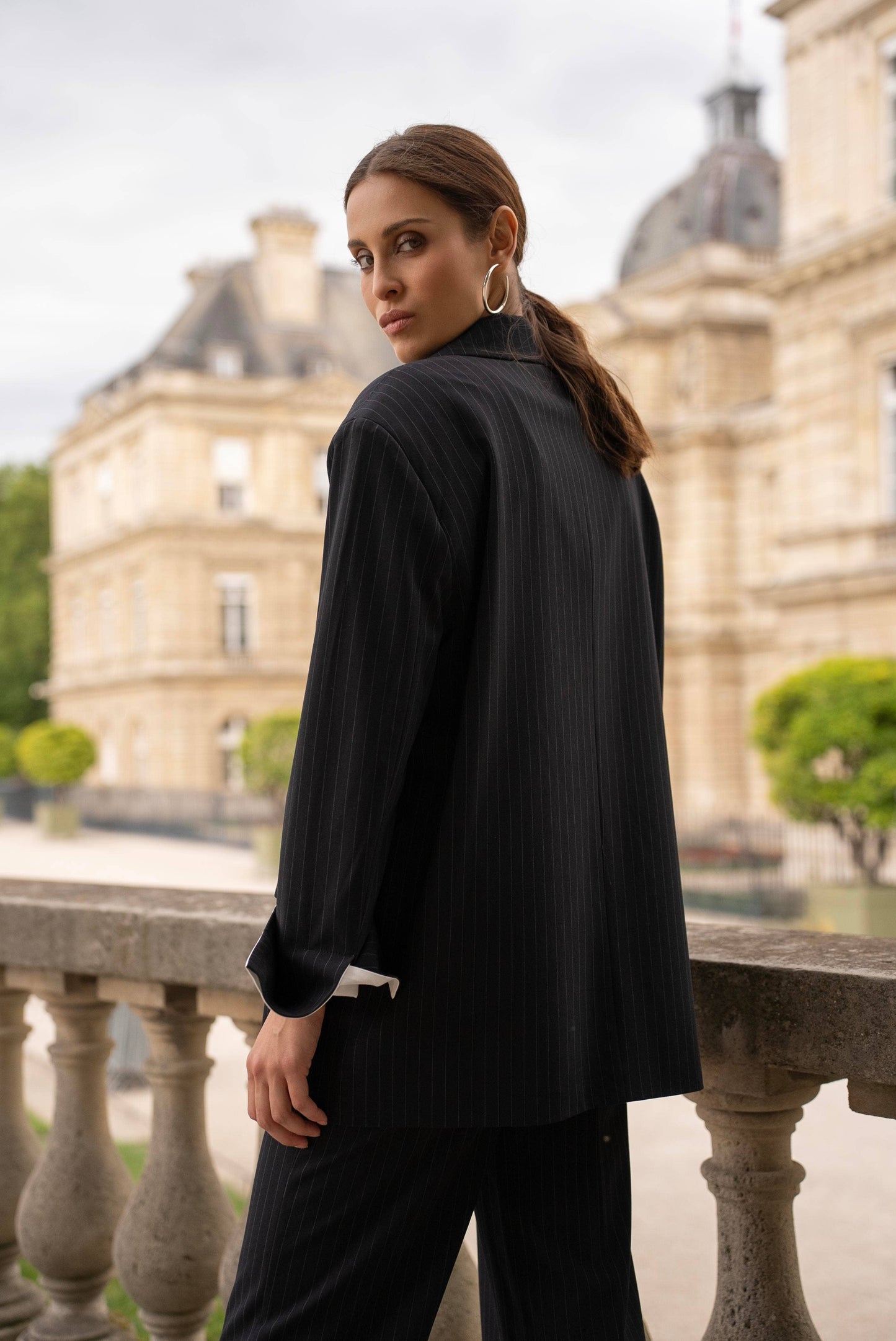 Allure - Oversize-Jacke mit Streifen & weissen Ärmelaufschlägen