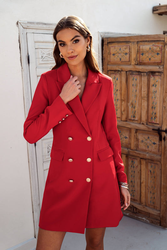 Seréna – Wickelblazer mit goldener Knopfleiste