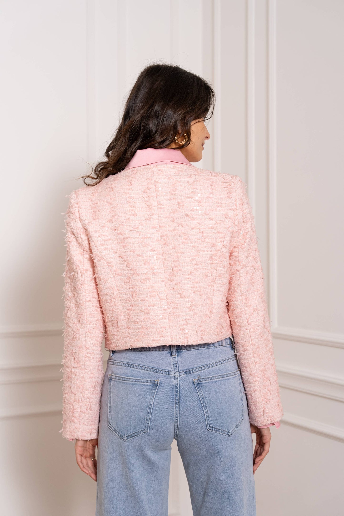 Jenny - Cropped Tweedjacke mit goldenen Details